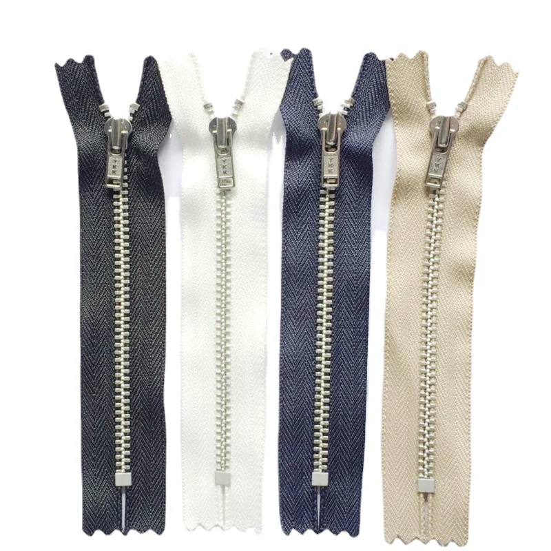 

30pcs/Lot 3# 3YG 10 To 18cm YKK Metal Zipper Close End Silver Pocket Jeans Pant Black Off White Blue Clothing Sewing Accessory