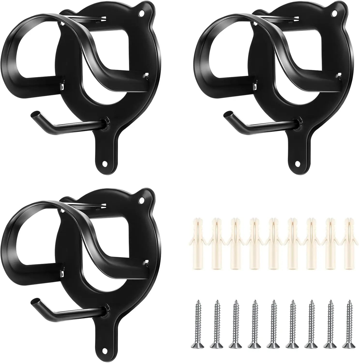 3 Pcs Horse Bridle Rack Bracket Bridle Hooks Tack Storage Halter Hanger Metal Holder with Tubes Screw for Horse Barn Supplies