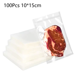 100-Piece Vacuum Sealer Bags With Patterns - Food Grade, Mesh Textured Plastic Compression Bags For Cooked Food Storage