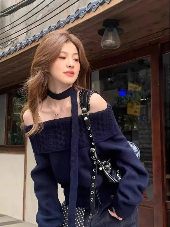 

Женский свитер с открытыми плечами в стиле ретро, весенне-осенний утягивающий внутренний свитер Aosphere Sensation, топ, прямая трубка...