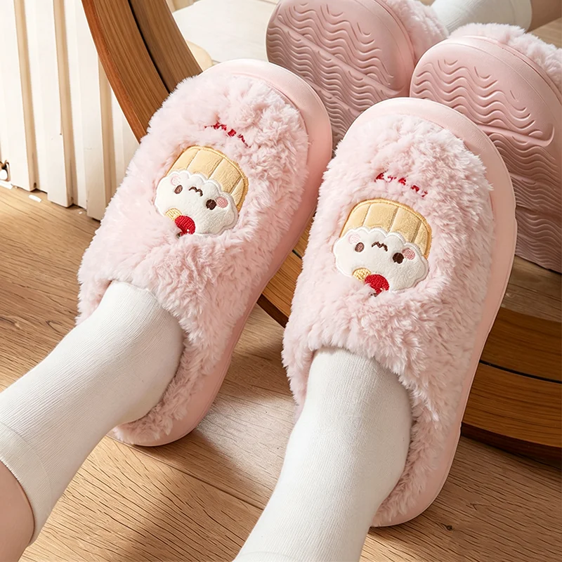 Women'S Shoes Cloud - Cute Cartoon Decorat Fluffy Fur Indoor