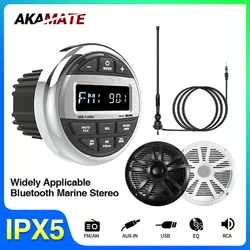 Boat Radio System Media Player Marine Radio /Speaker /FM AM Antenna Waterproof Bluetooth MP3 Audio Radio for RV ATV UTV SPA RZR