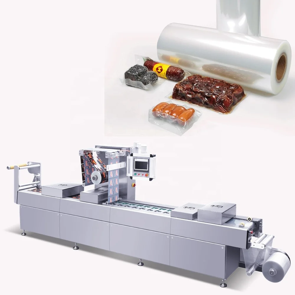 Automatic Sausage Cheese Dates Thermoforming Packaging Machine Meat Fish Thermoforming Vacuum Packing Machine DLZ 320 420 520