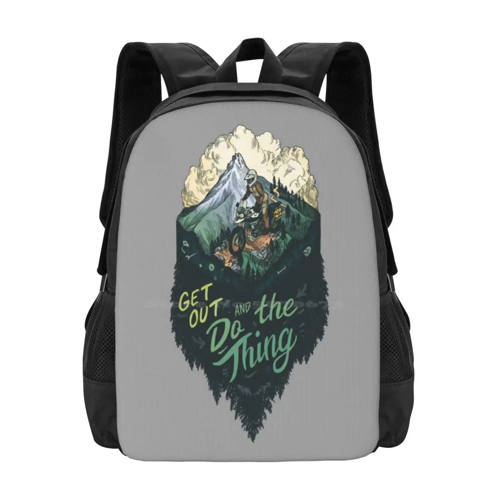 Get Out And Do The Thing Adv Rider Large Capacity School Backpack Laptop Bags Adventure Rider Adventure Motorcycle Typography