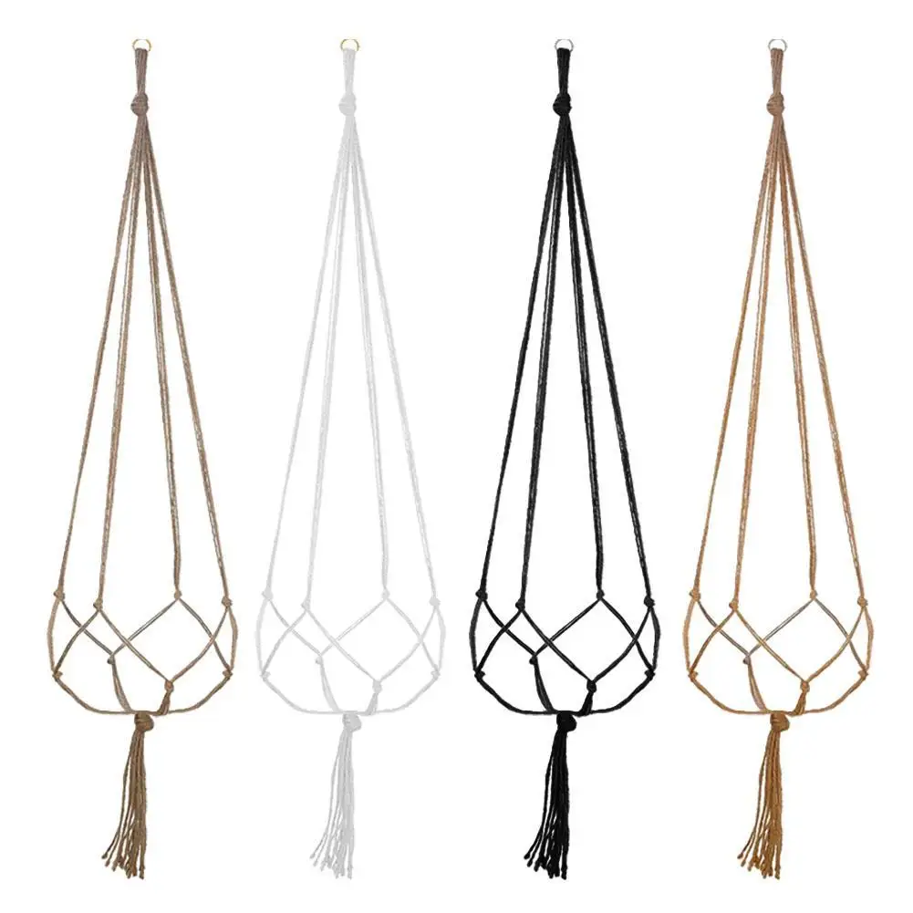 

Hanging Basket Manual Flower Pot Net Bag Braided Home Vintage Decor Plant Sling Knotted Rope Garden Plant Hanger Pot Tray