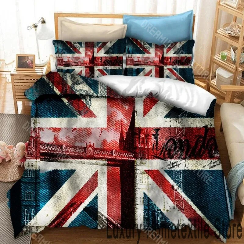 3D Printed National Flag Union Jack Bedding Set for Boys Girls Duvet Cover Pillowcase Twin Queen King Full Single Double Sizes