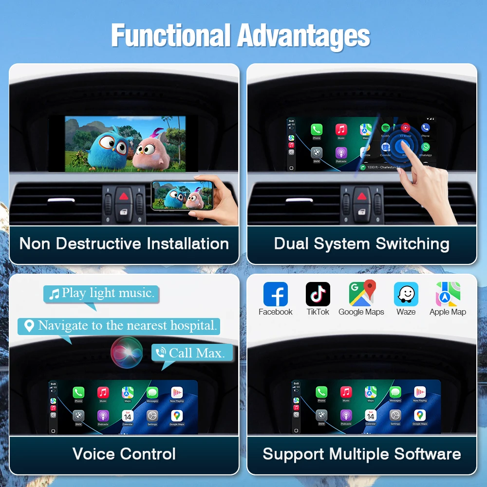 Picture 5: AUTOTOP Wireless CarPlay Android Auto Decoder for BMW CCC CIC 1 3 5 6 7 Series E90 E91 E92 E93 E81 E82 E87 E88 E60 E61 E70 E65