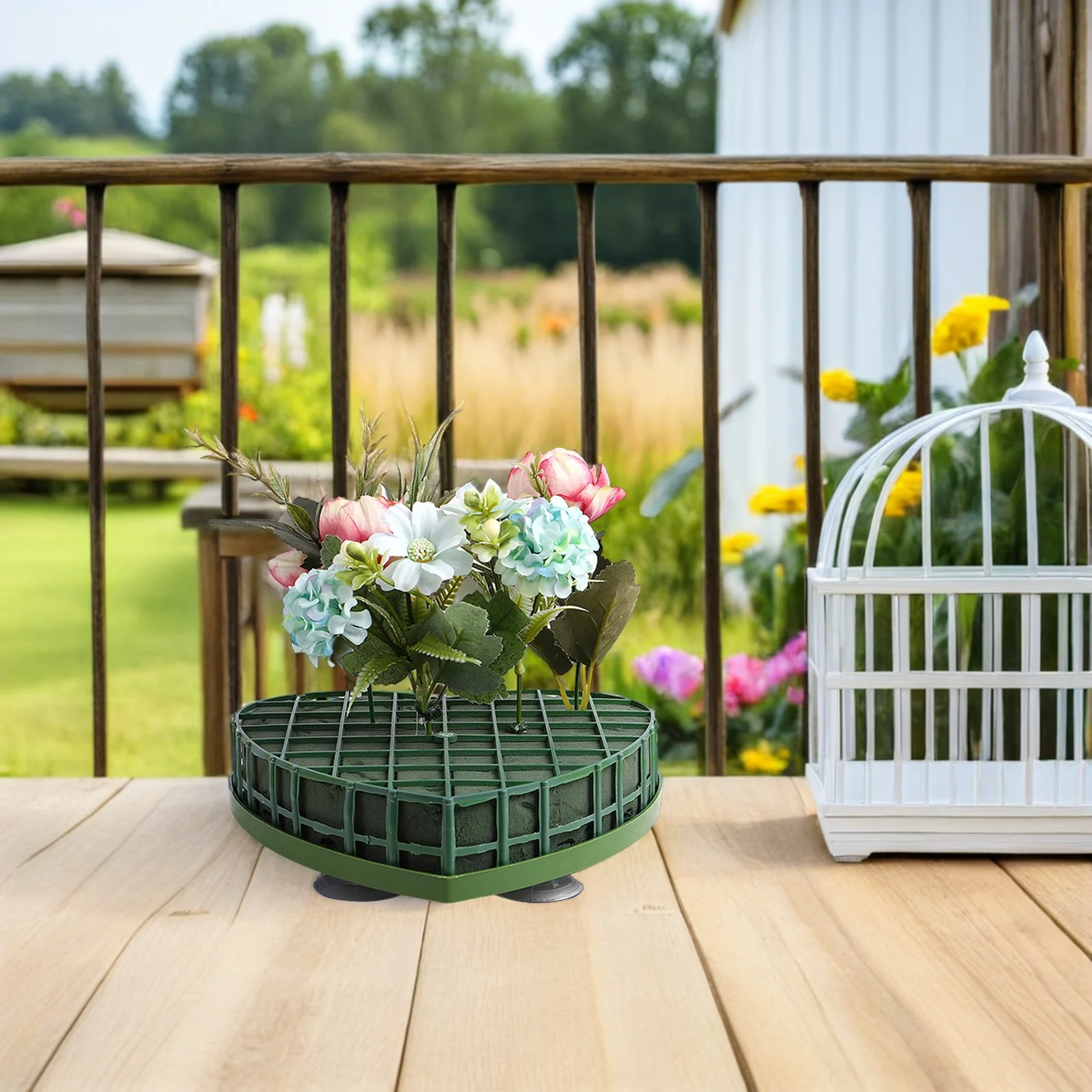 

4pcs Heart Flower Mud Bases Premium Floral Foam For Wedding Car Decor Diy Flower Arrangement Suction Cup Tray Bridal Party