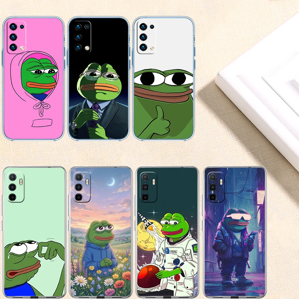 PU19 Frogs Cartoon P-Pepes Transparent Phone Case for Samsung Galaxy A04 A04S A14 A23 A34 A54 M23 M33 M52 M53