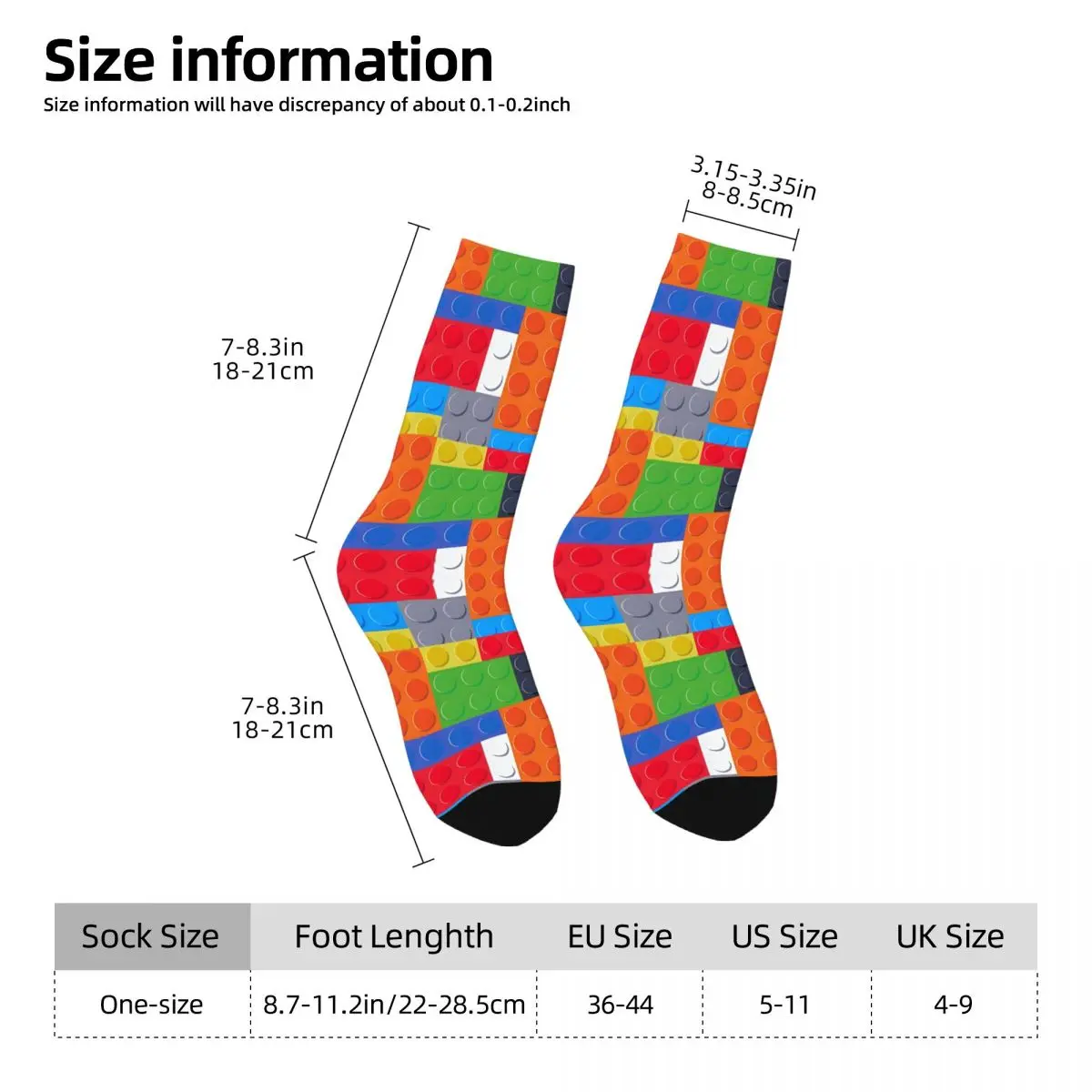 Toy Building Block Bath Mat Men Socks Outdoor Novelty Spring Summer Autumn Winter Stockings