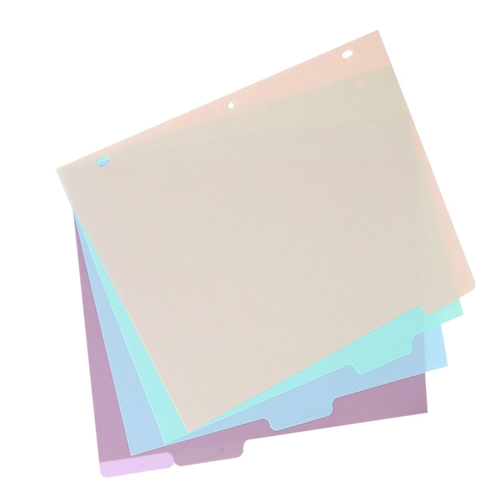 

1 set A4 Size PP Binder Dividers with Tabs Color-Coded File Divider Plates for School Office Planner Journal