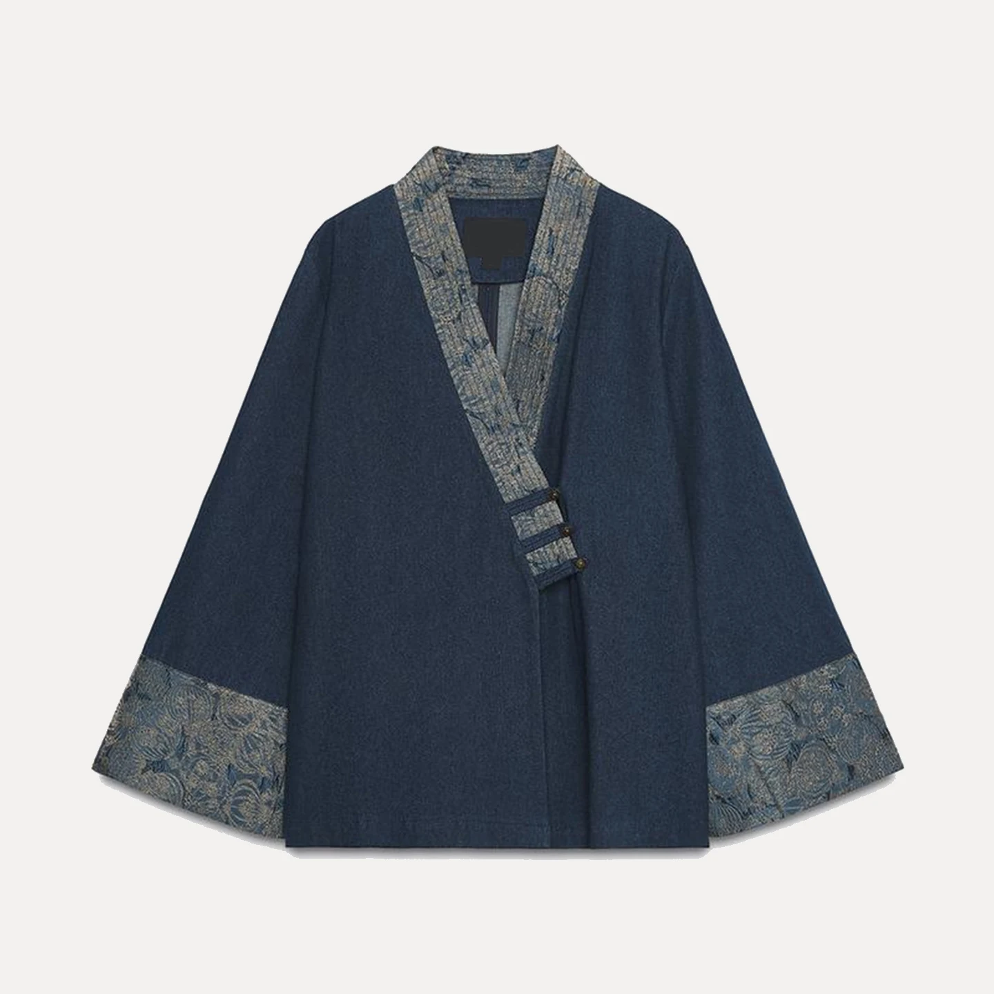 Faionable تأثير الدنيم المطرز المرأة Jaet الخريف 2025 الوقوف صالح طويل Sve زر إغلاق السيدات ملابس خارجية #5