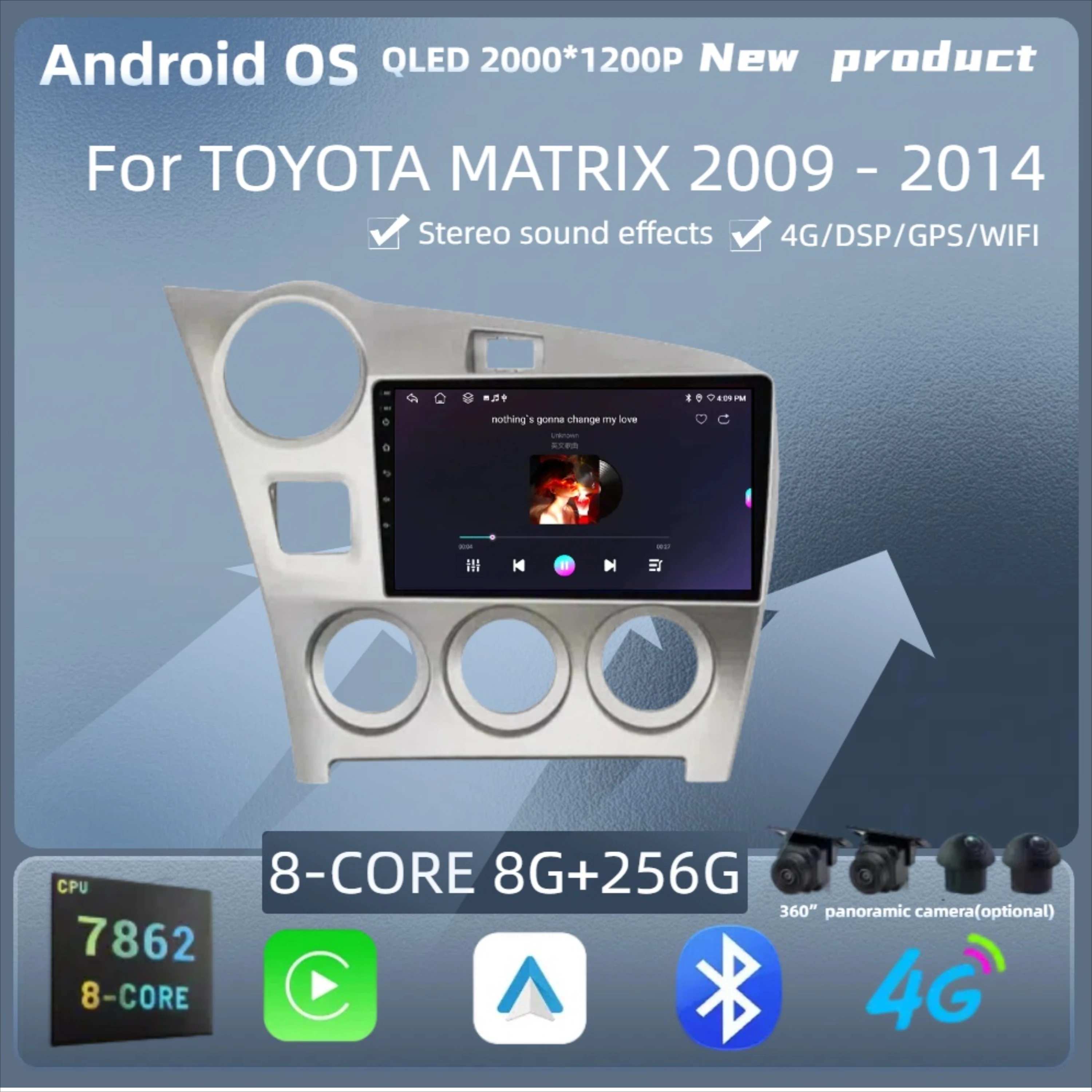 

For TOYOTA MATRIX 2009 - 2014 Android 14 Radio Car Multimedia Player Wireless Bluetooth Carplay 7862S 8G 256G 2K QLED Screen