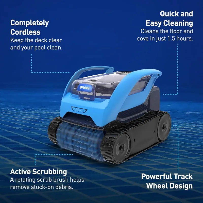 Pixel Compact Cordless Robotic Pool Cleaner for Above-Ground & In-Ground Pools up to 30ft, Long Lasting Battery, Compact