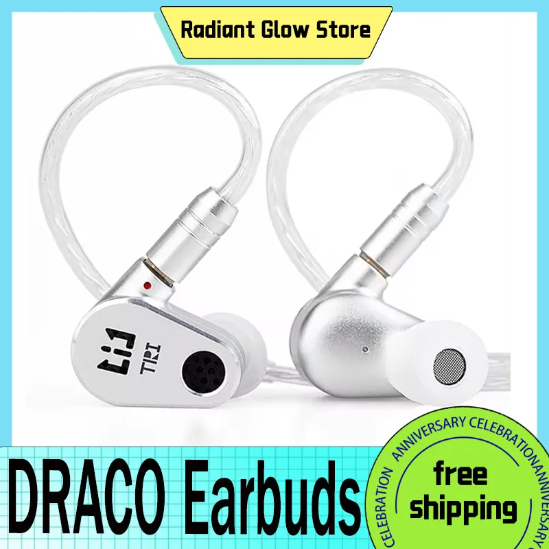 

Tri Draco Wired Earbuds Open-Back Enclosure Dual Dynamic Driver 2pin Cable Earphones 3.5mm Stereo Plug For Singer Musicians