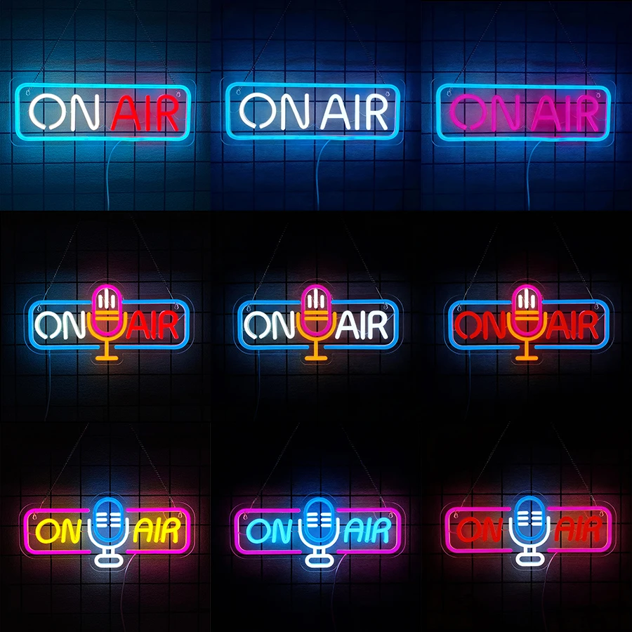 ON AIR Neon Signs for Wall Decor LED Recording Light Signs for Bedroom Live Room Game Room Broadcasting Room Studio Podcaster