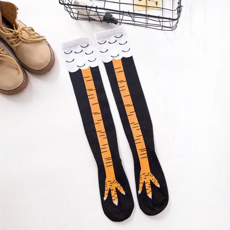 Creative Funny 3D Printing Chicken Feet Socks Cotton Cute Chicken Feet Socks Calf Socks Halloween Gift Chicken Paw Stocking New