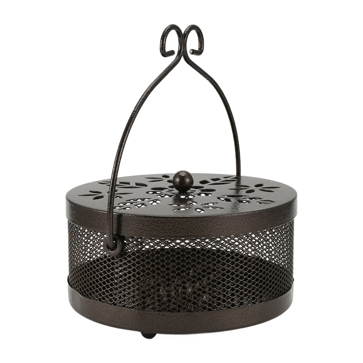 

A71Z Держатель спирали от комаров, коробка для спиралей от комаров, ретро портативная огнестойкая горелка для благовоний из сандалового дерева от комаров с крышкой, 1 шт.