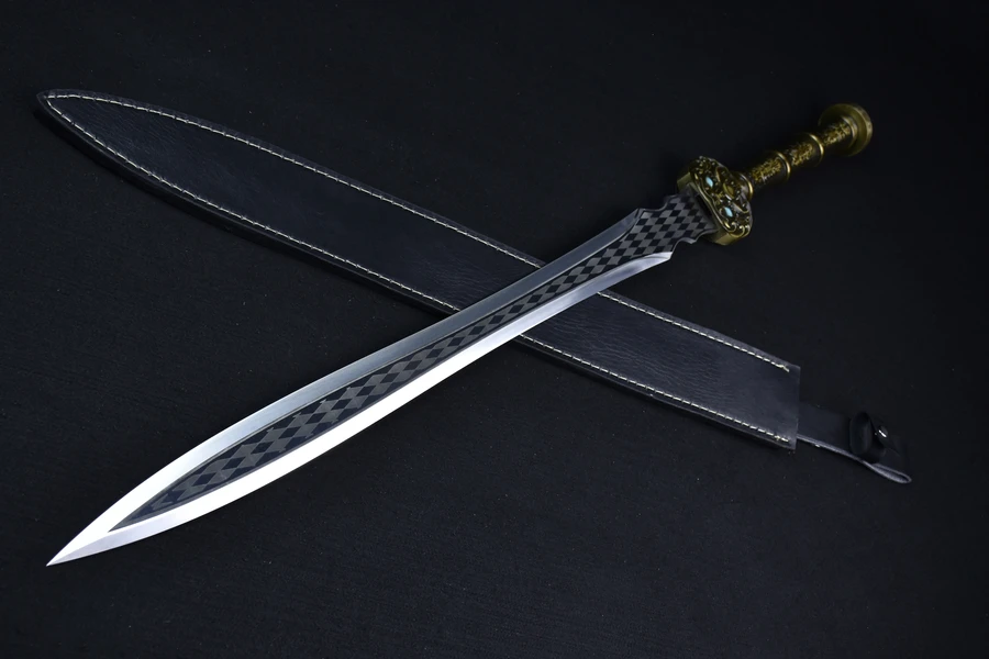 Chinese KUNGFU Sword Double Edge Hunting Knife Stainless Steel Blade JIan Feng yun jian