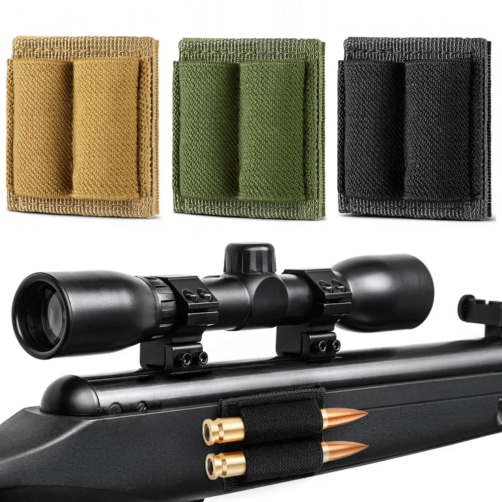 

2 Rounds Ammo Carrier Tactical Magazine Holder 600D Nylon Pouch Hunting Outdoor Shooting Gear with Hook Loop Attachment Design