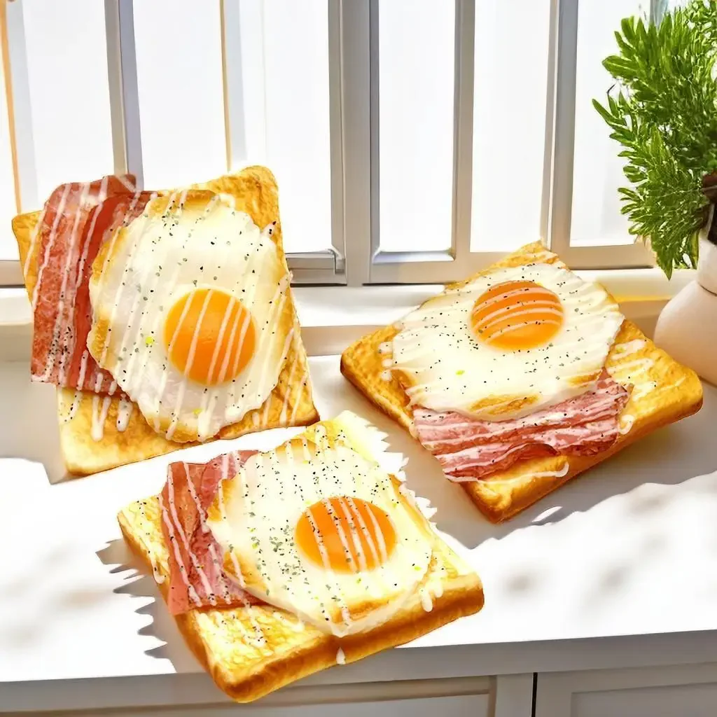 

Artificial Sandwiches Ham Egg Meat Omelette Toast Bread Cuisine Sliced Bread Home Decor Food Model Scale Display Decorations