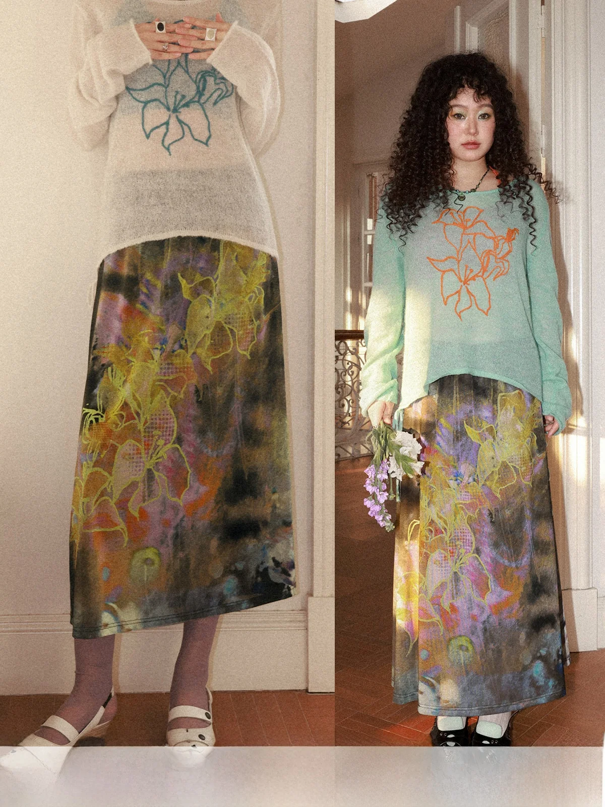 

Юбка Chtry Girl Morning Dance Design А-силуэта с кружевным принтом, длинная, из полиэфирного и эластанового волокна, повседневная