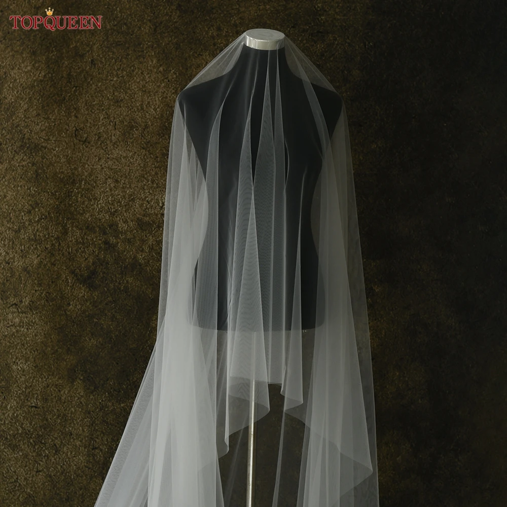 TOPQUEEN V25 Engel geschnittener Hochzeits-Brautschleier, 3 m lang, doppellagig, weiß, cremefarben, elegante Hochzeitsaccessoires, anpassbar – Detail 13