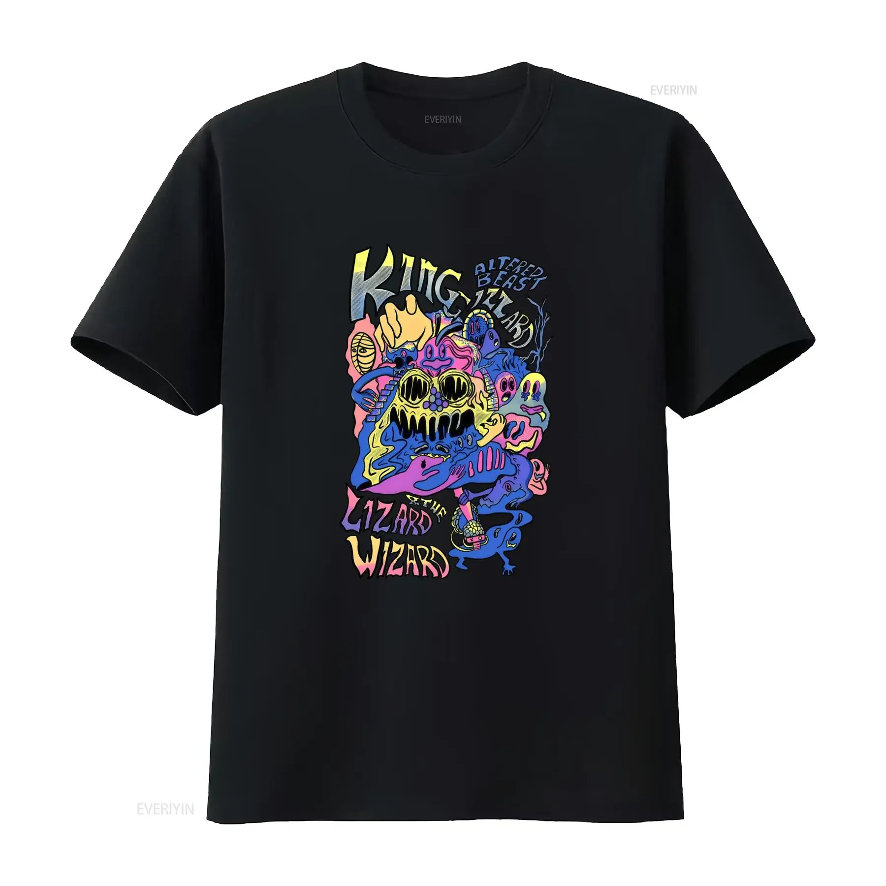 King Gizzard And The Lizard Wizard Band Print Cotton T Shirt L2609_20 vintage Washed Comfortable homme Top For Everyday Wear
