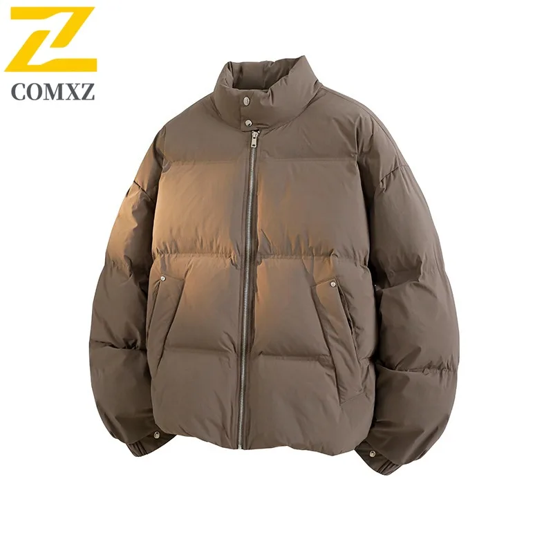 

COMXZ Мужская зимняя новая наполненная куртка, повседневная куртка с воротником-стойкой, толстая теплая парка для приключений на открытом воздухе, легкие пальто в городском уличном стиле