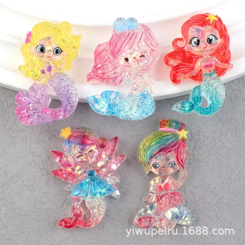 5Pcs cute Mermaid Princess resin flatback diy kawaii resin accessories crafts materials scrapbooking embellishment