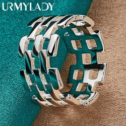 URMYLADY 925 Sterling Silver Weave Hollow 7-10# Ring For Women Men Fashion Wedding Engagement Party Charm Jewelry