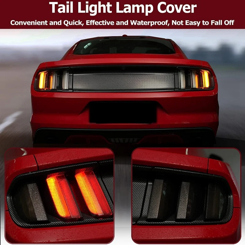 Tail Light Cover Taillight Cover Guard Trim Frame Accessories For Ford Mustang 2015 2016 2017, Smoke Black