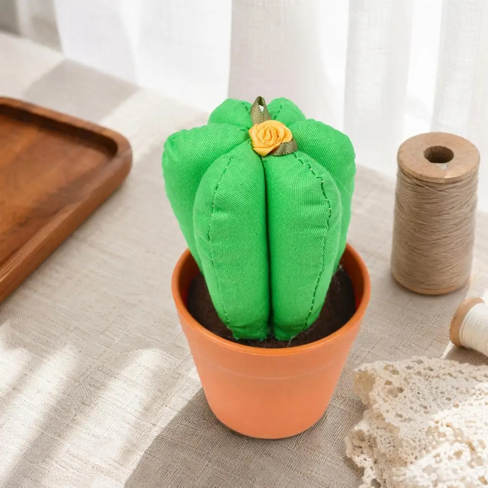 Artificial Cactus Decor Small Potted Artificial Plant Handmade Cactus Ornaments Soft Fabric Artificial Potted Plants for Home