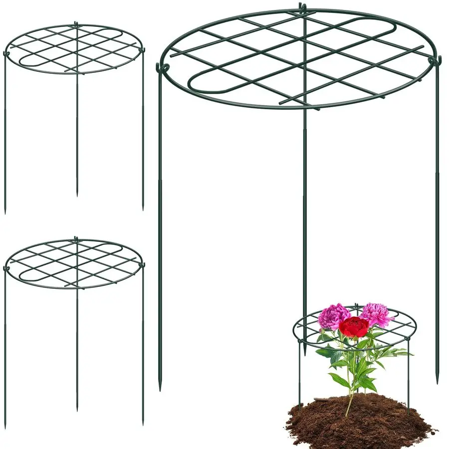 

Pack 24 x 29.5 Inch Peony Cages and Supports Grow Through Plant Grid Support,Metal Plant Brace Support Peony Rings Hoops for Out