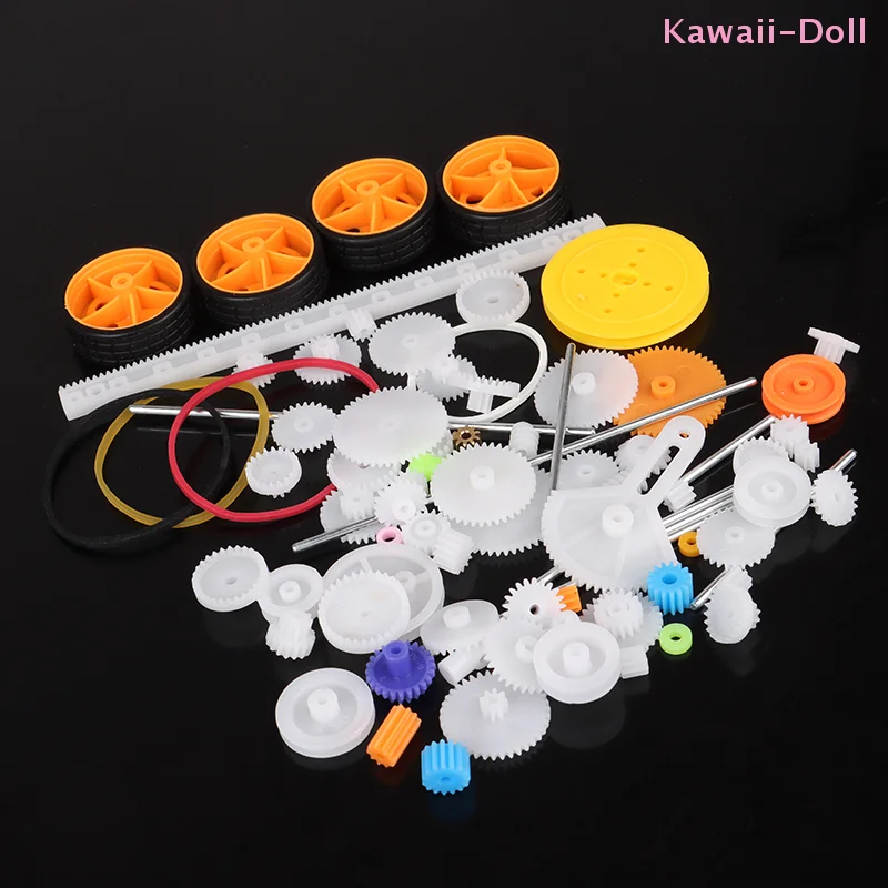 1Set Gear Set Gearbox Toy Robot Motor Gear Motor Various Gear Car Axle Belt Pulley Shaft Sleeve DIY Model Car Accessory