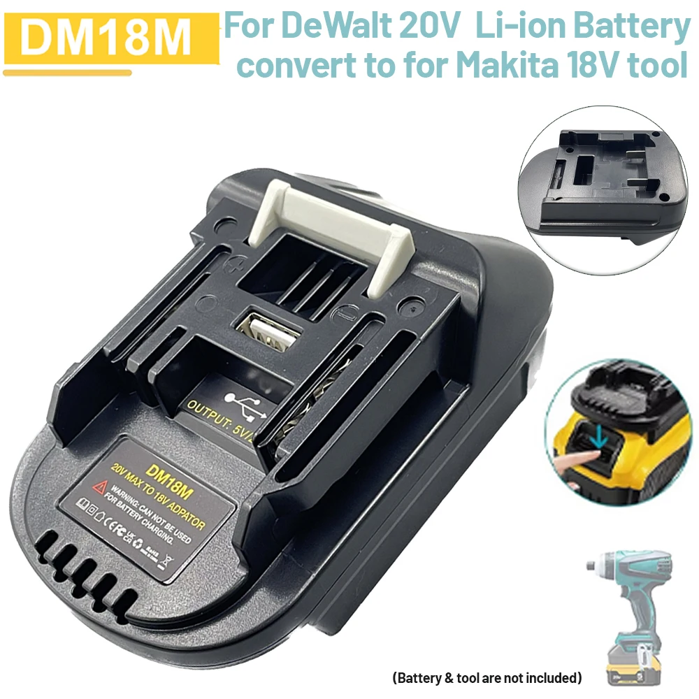 

Адаптер для аккумуляторов DM18M: конвертер для инструментов Makita 18V в аккумуляторы Dewalt 20V и наоборот