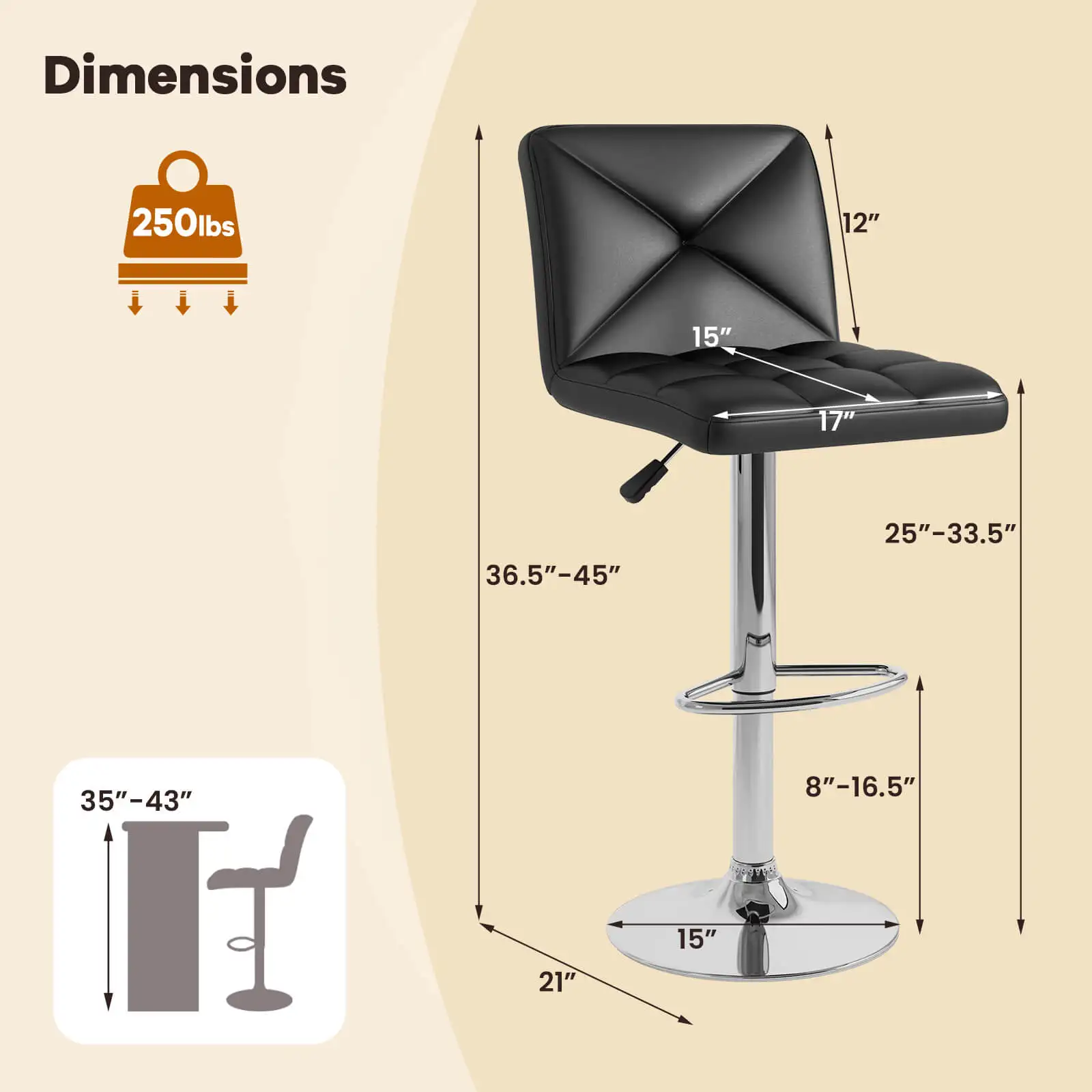 Ensemble de piste de bar moderne en cuir PU, pour comptoir à percussion, avec dos, 2 pièces