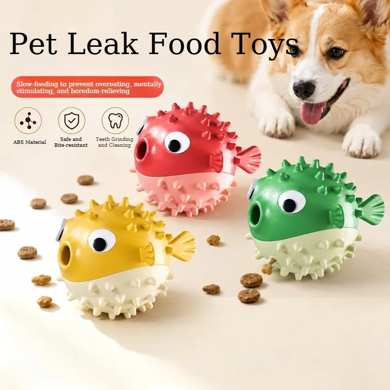 Bouncing Fish Dog Toy Leak Ball Dogs Cats Slow Feeder Puzzle Toys Interactive Self-Play Boredom Relief Pets Toys Treat Dispenser