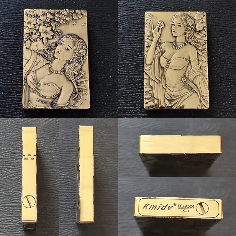 

Pure Brass Second-generation Replica ZL8 Small Heavy Armor Ultra-thin Kerosen Double-sided Relief Beauty Lighter