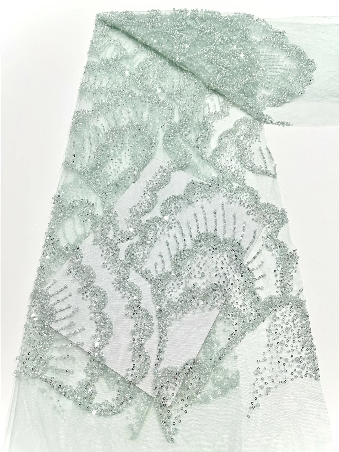 High-quality African Pearl Nigerian Elegant Embroidered Fabric French Tulle Lace Fabric With Sequins For Party Wedding SHIT