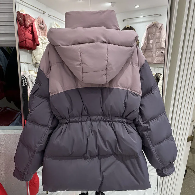 ファッション女性用パーカーカジュアル厚手暖かいフード付きダウンジャケット2025冬新作女性用ホワイトダックダウン女性用ダウンジャケットH740