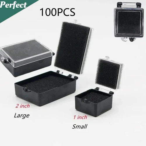 Caja de almacenamiento de implante Dental, 100 Uds., 1 pulgada, 2 pulgadas, con esponja, caja de plástico para dentadura, azul, negro, blanco, herramienta de odontología, laboratorio