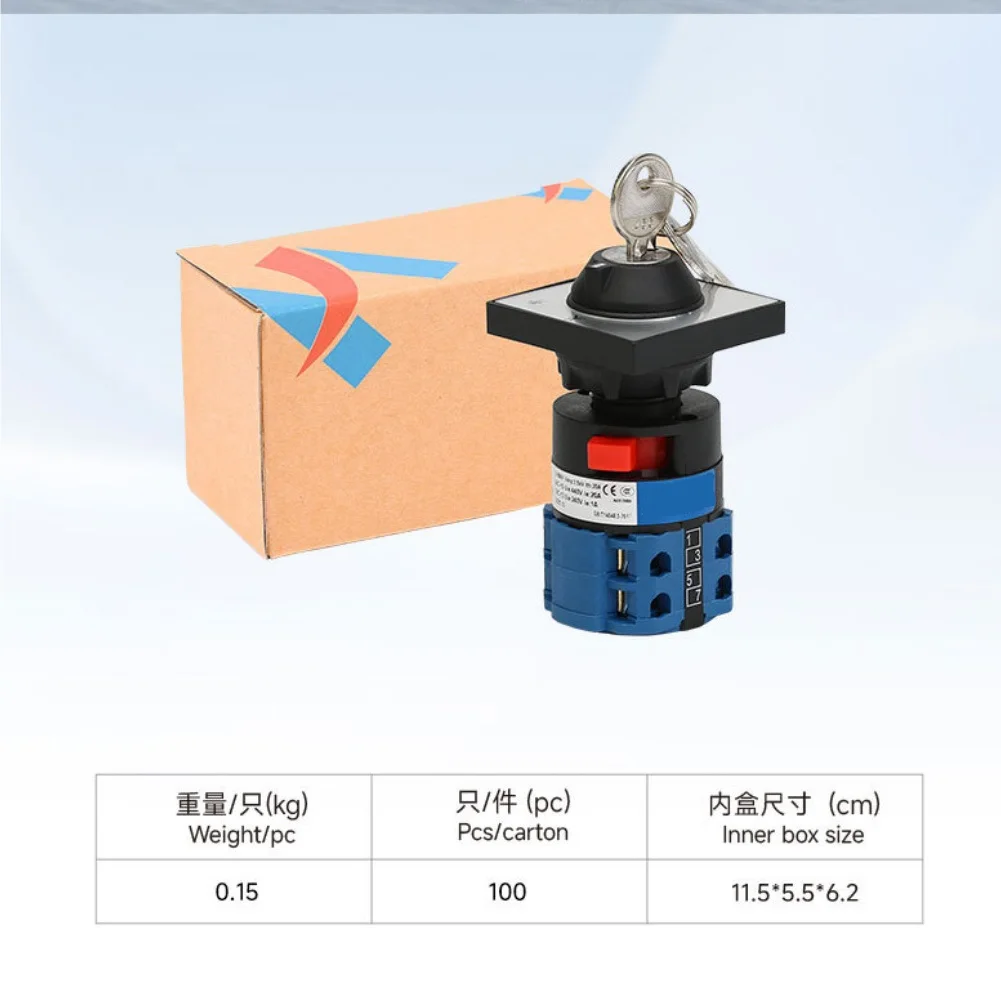 Key Operated Two Position Rotary Switch ON OFF for Electrical Panels AC440V DC240V 690V Rated Insulation Voltage