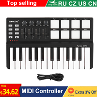 Hot WORLDE Panda MIDI Controller Keyboard MINI 25-Key Ultra-Portable USB MIDI Keyboard Controllers Backlit Trigger Pads 9 Styles