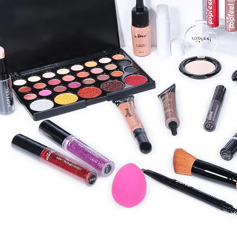 Full Makeup Set Caixa de presente para estudantes, cosméticos Set, iniciantes, Natal, casamento, presentes de aniversário, doce, novo, 27 peças