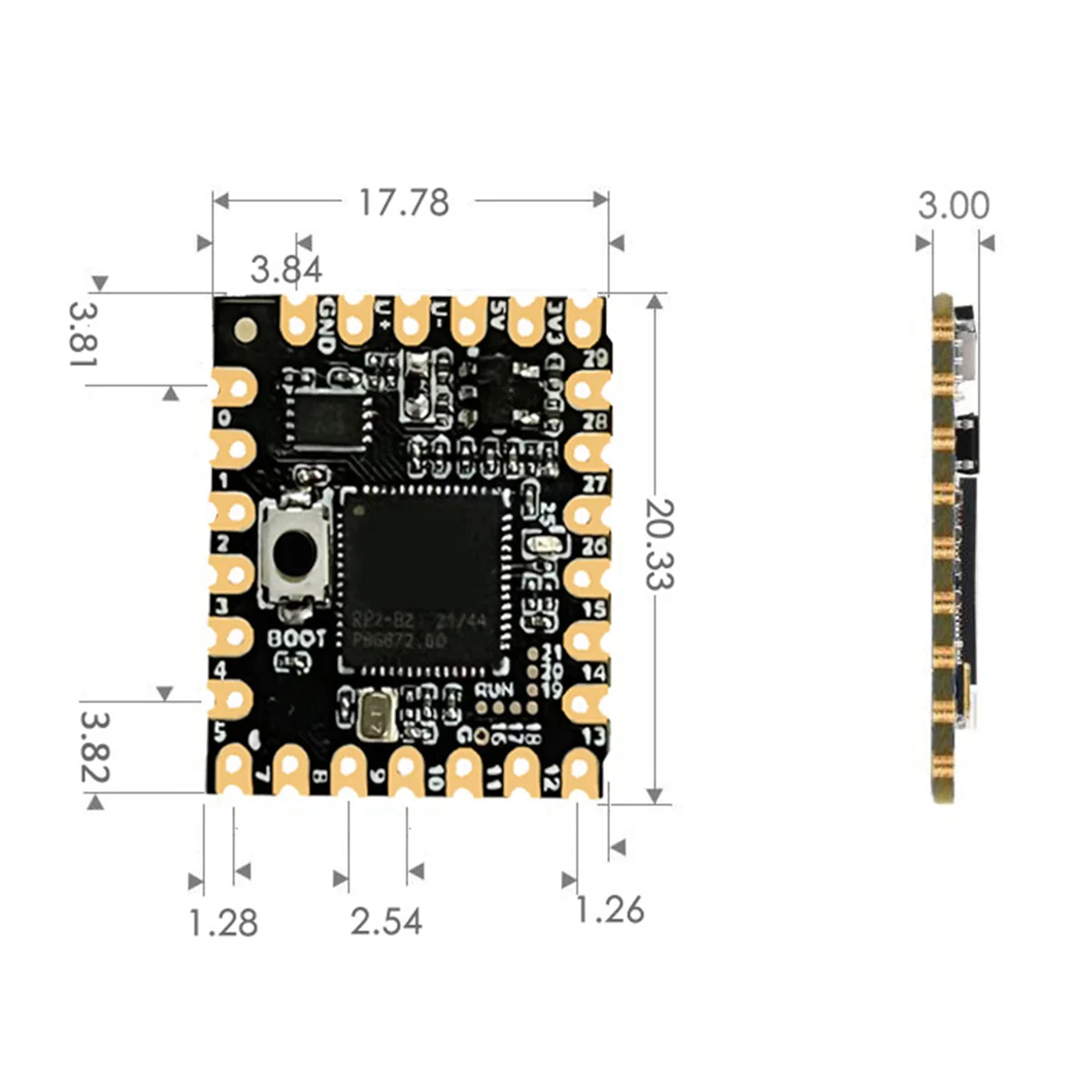 For Raspberry Pi Pico Stamp Hole Development Board RP2040-Core-A RP2040 Multifunction Dual Core Processor,C