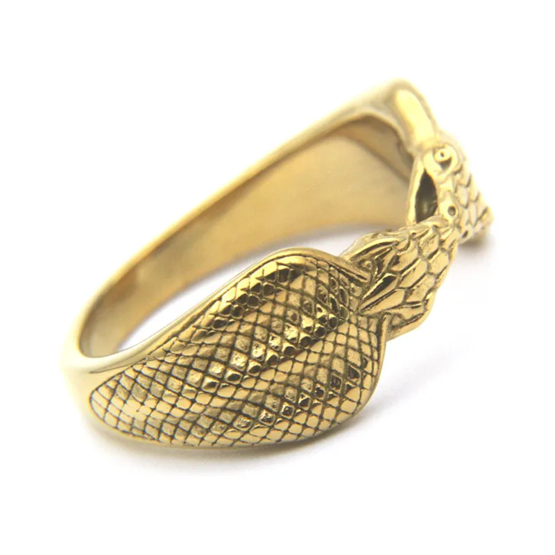 Golden Plated FTW Ring Stainless Steel Retro Punk Style Zircon Cross Tree Cobra Unisex Ring