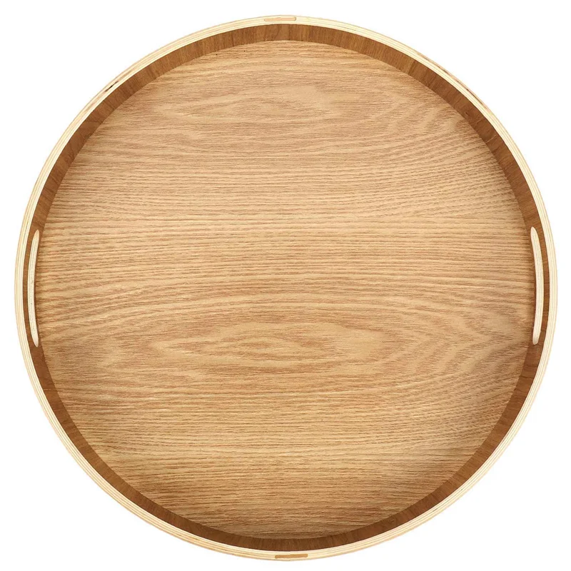 

AB35-2X Round Serving Bamboo Wooden Tray For Dinner Trays Tea Bar Breakfast Food Container Handle Storage Tray 3