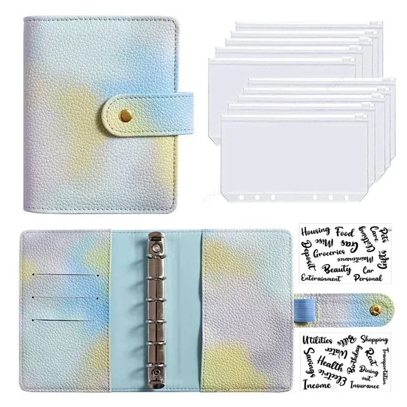 

Good Material A7 PU Leather Budget Binder Notebook Cash Envelopes System Set Binder Pockets Money Budget Saving Bill Organizer