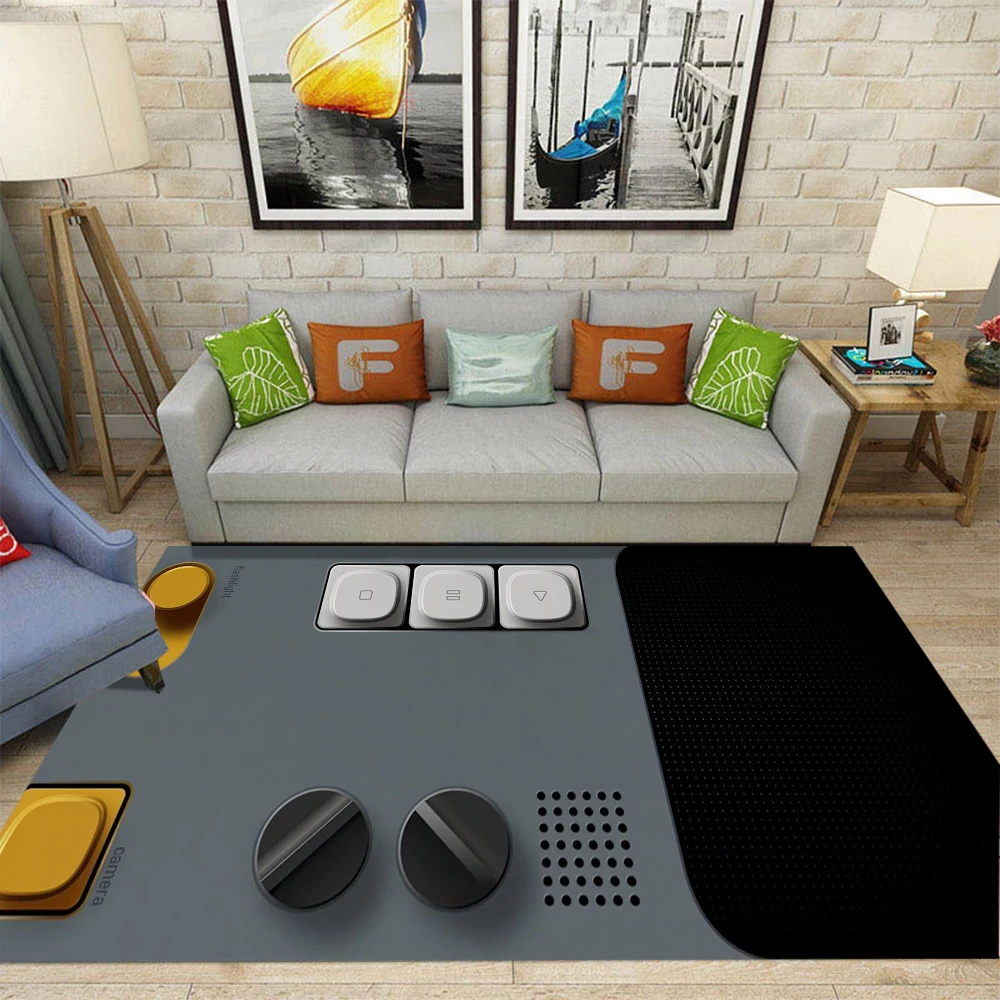 Electronic Control Panel Pattern Floor Mat Various Styles with Buttons Knobs and Displays Retro Home Decor Carpet